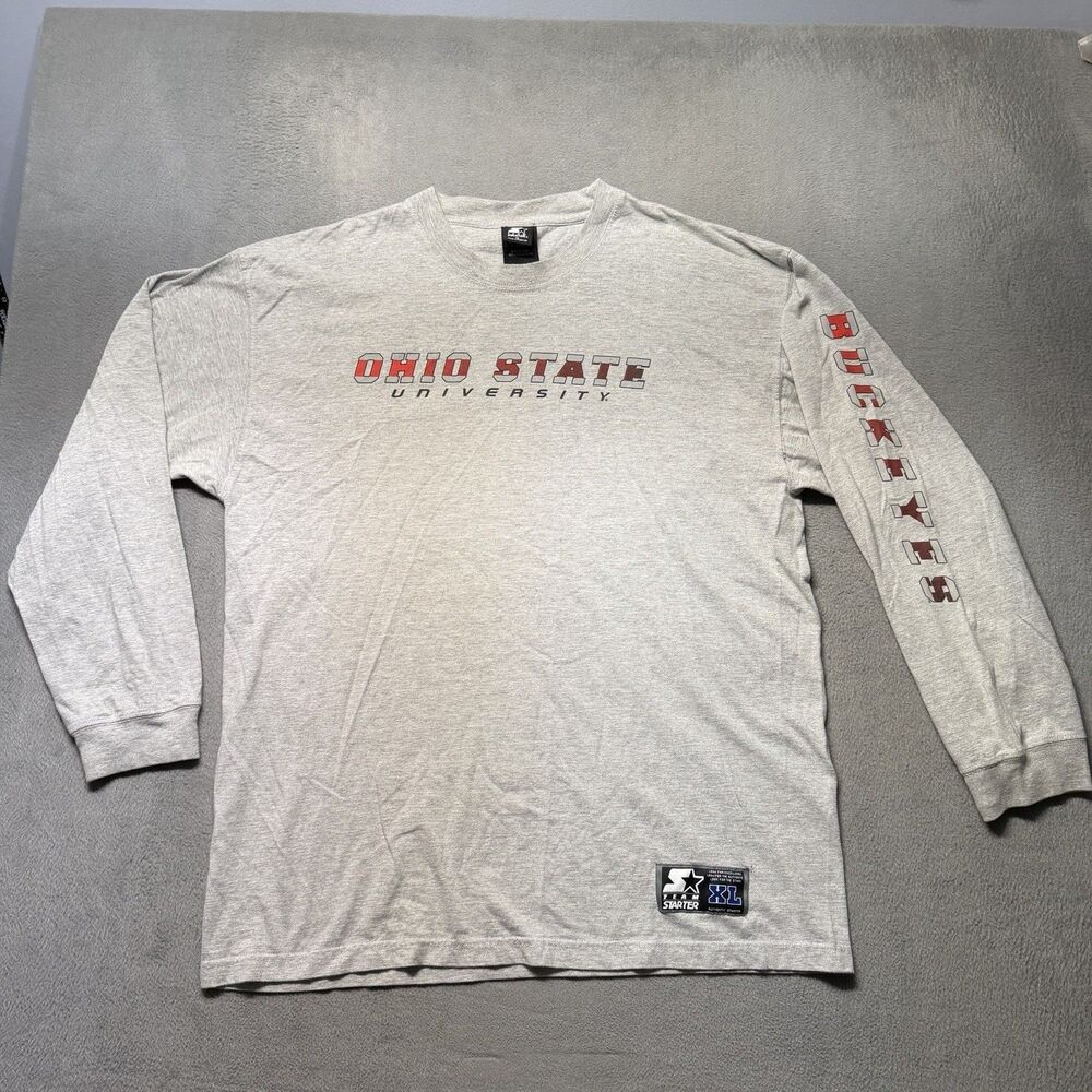 Ohio State Buckeyes Starter Men’s XL Gray Long Sleeve T-Shirt Vintage Football